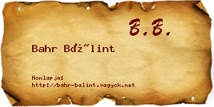 Bahr Bálint névjegykártya