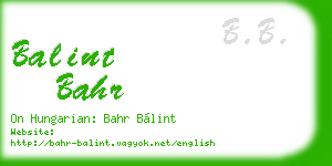 balint bahr business card